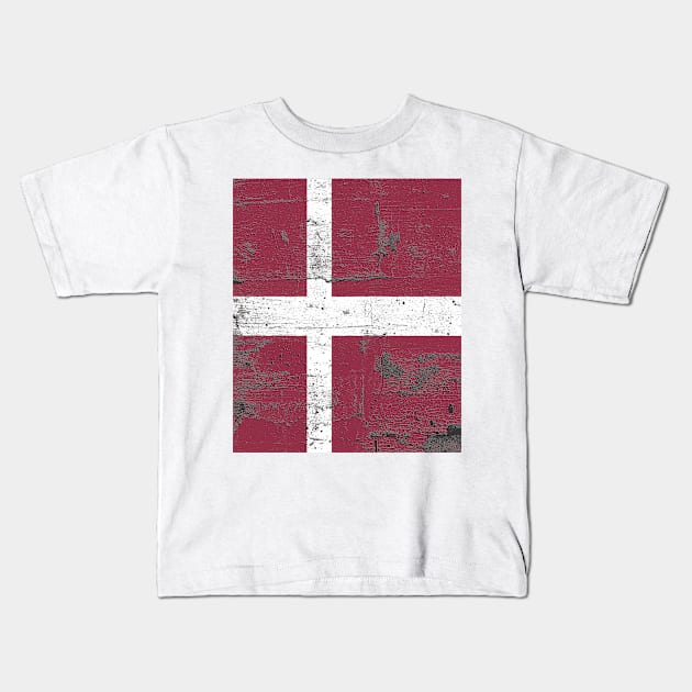 Distressed Denmark Flag Kids T-Shirt by Eric03091978